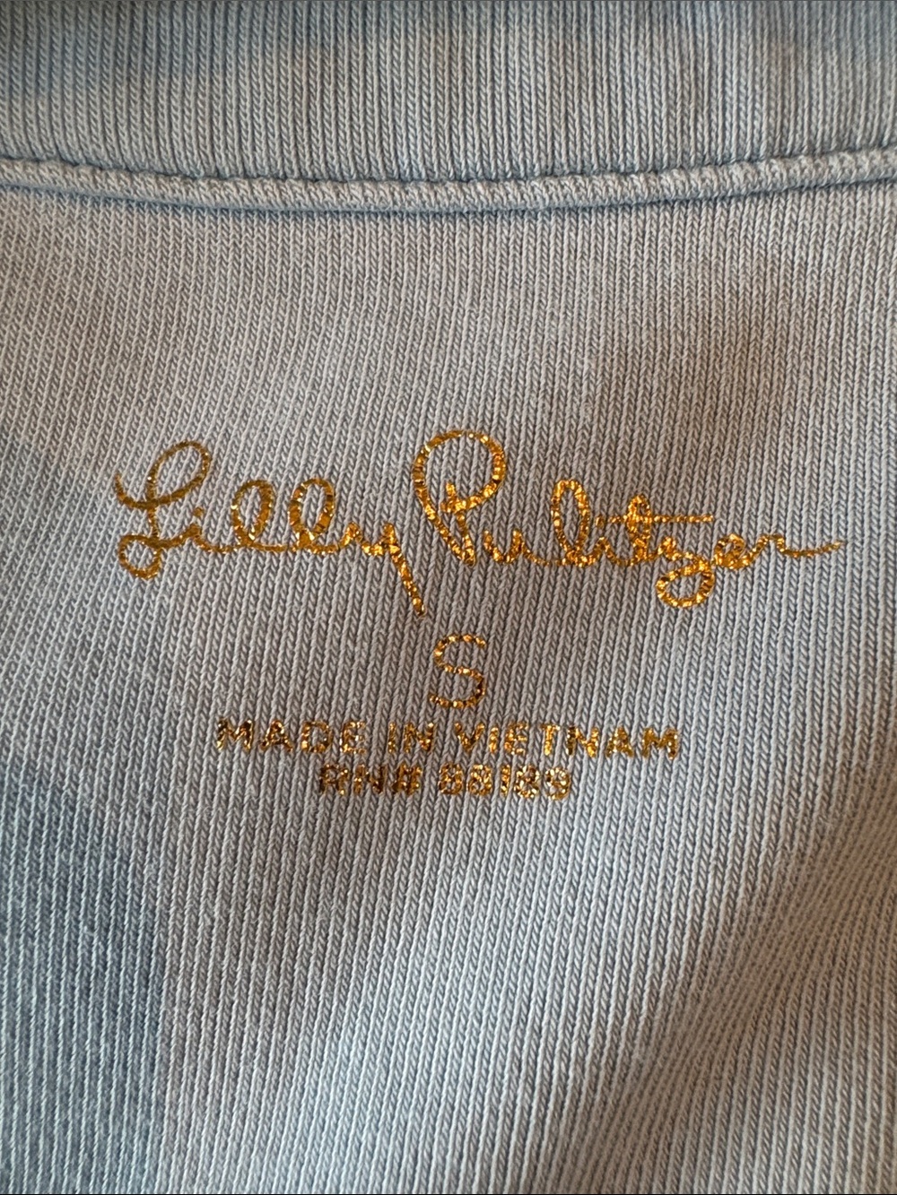 Lilly Pulitzer Light Blue Tee with Gold Script Logo